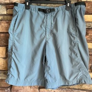 Patagonia Mens Blue Shorts With Black Buckle Zippered Pocket Size XL